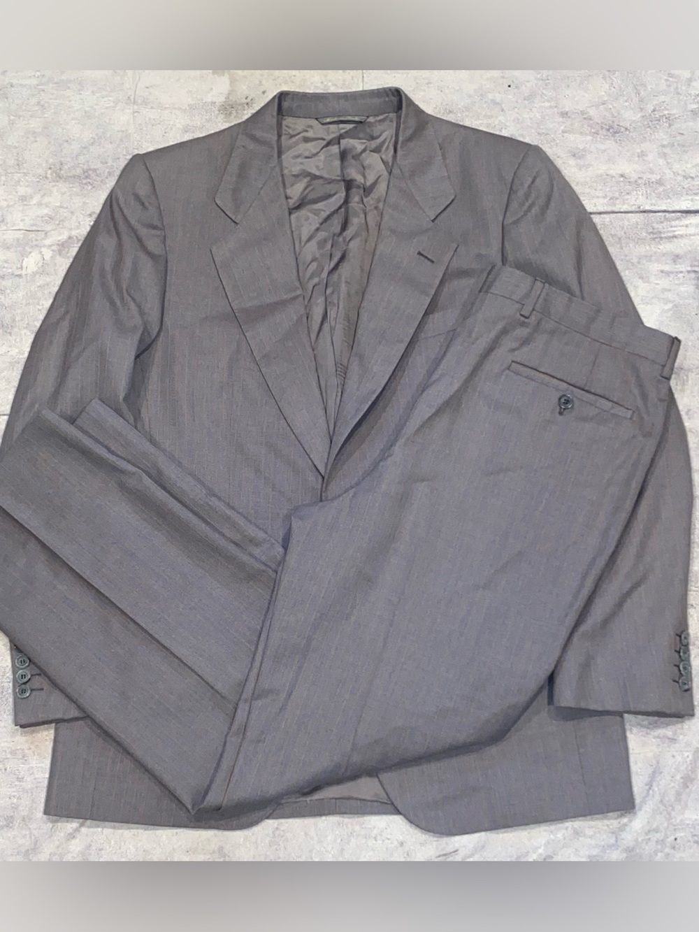 Vintage Sulka 2 Piece Suit Jacket Set Wool Pin Striped Single Breasted 40 Italy